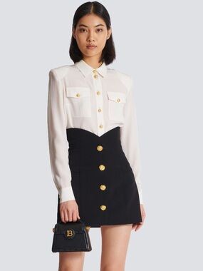 Balmain Black & gold Buttoned Tulip Mini Skirt